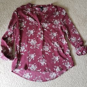 Dress shirt - Floral - Burgundy - Forever 21
